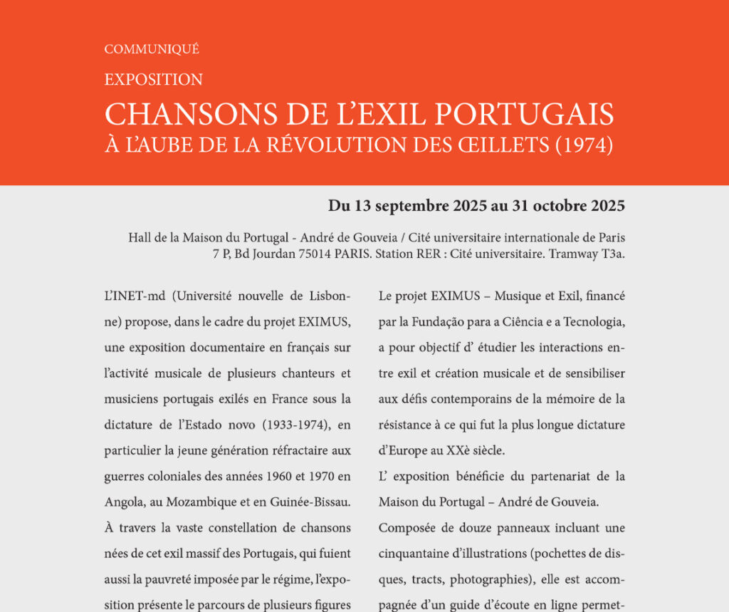 Vernissage de l’Exposition « Chansons de l’exil portugais à l’aube de la Révolution des œillets (1974) »